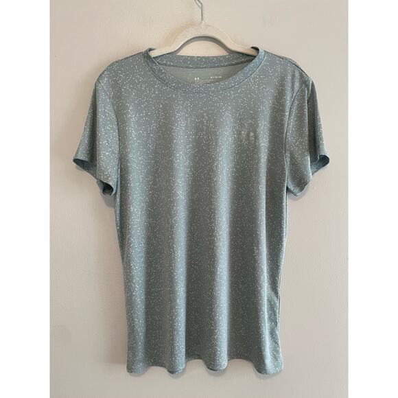 Under Armour Women's Size XL Loose Fit Green Blue Speckled T-Shirt Activewear - Picture 1 of 6